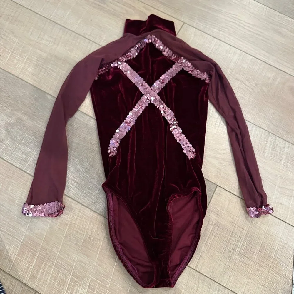 WHIRL A WEVE DANCE CREATIONS RED VINTAGE DANCE COSTUME CHILD LARGE